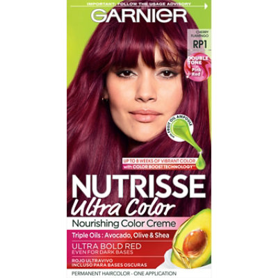 Garnier Nutrisse Ultra Color Nourishing Permanent Hair Color Creme RP1 Dark Pink Red Kit - Each - Image 1