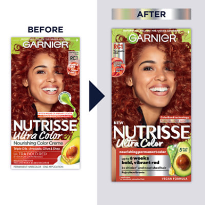 Garnier Nutrisse Ultra Color Nourishing Permanent Hair Color Creme RC1 Med Copper Red Kit - Each - Image 2