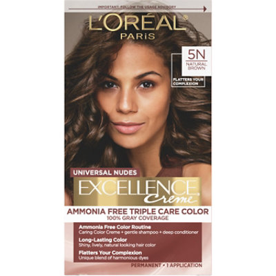 L'Oreal Paris Excellence Universal Nudes Permanent Hair Color 5N Natural Brown Kit - Each - Image 1