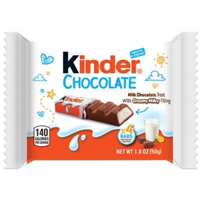 Kinder Chocolate Milk Chocolate Bar with Creamy Milky Filling Individually Wrapped 4 Bars - 1.8 Oz - Image 1