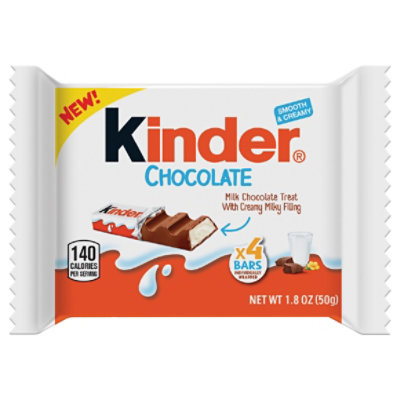 Kinder Chocolate Milk Chocolate Bar with Creamy Milky Filling Individually Wrapped 4 Bars - 1.8 Oz - Image 1