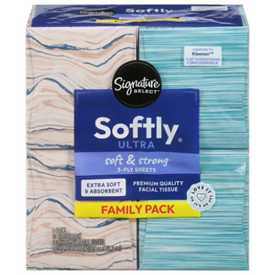 Signature SELECT Ultra Softly Facial Tissue Cube 4 Pack - 4 - 60 Count