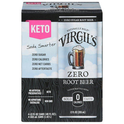 Virgil's Keto Zero Sugar Root Beer - 6 Packs Total (4 Cans Per Pack) - Image 1