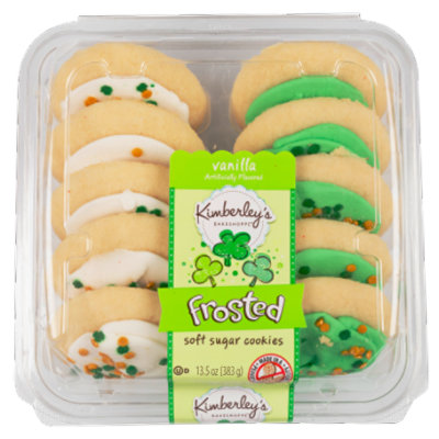 KImberlys Bakeshoppe Vanilla Frosted Cookies Holiday Green White 10 Count - 13.5 Oz - Image 1