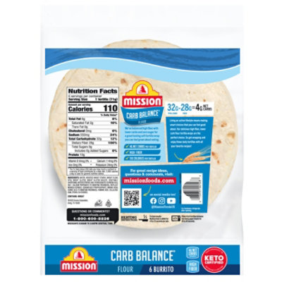 Mission Carb Balance Flour Tortillas Burrito Size - 6 Count - Image 2