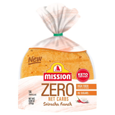 Mission Zero Net Carbs Sriracha Ranch Flour Tortillas Street Tacos Size - 14 Count