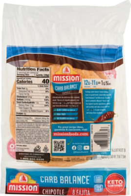 Mission Carb Balance Fajita Chipotle Tortillas - 8 Count - Image 6