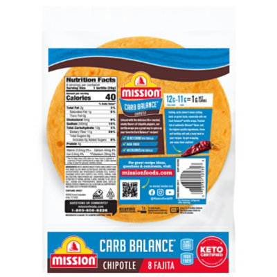 Mission Carb Balance Fajita Chipotle Tortillas - 8 Count - Image 2