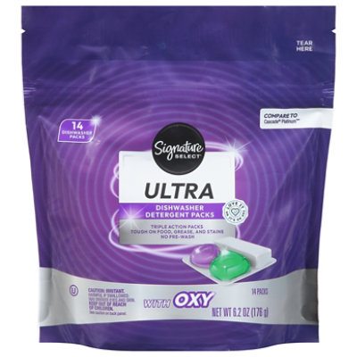 Signature SELECT Ultra Dishwasher Detergent Packs with Oxy - 14 Count