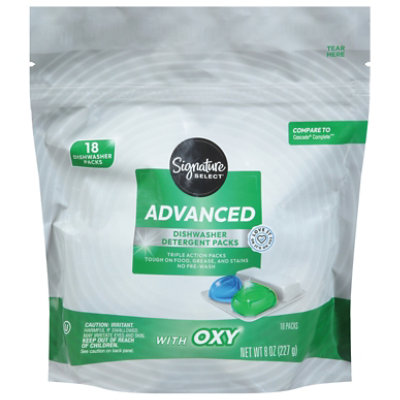 Signature SELECT Advanced Dishwasher Detergent Packs With Oxy - 18 Count