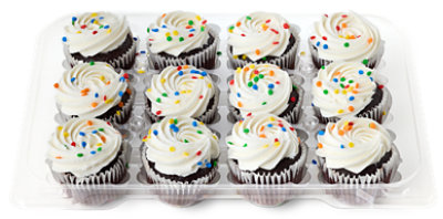 Frozen Chocolate Cupcakes With White Icing 12 Count - Each - Image 1