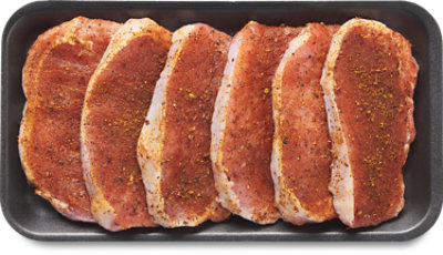 Pork Chops Thin Boneless Bbq Bourbon Seasoning - Lb - Image 1