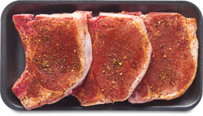 Pork Chops Thin Bone In Bbq Bourbon Seasoning - Lb - Image 1
