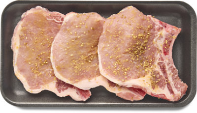 Pork Chops Bone In Thin Sesame Ginger Seasoning - Lb - Image 1