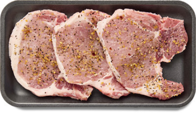 Pork Chops Thin Bone In Savory Steak Seasoning - Lb - Image 1