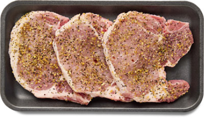 Pork Chops Thin Bone In Herb Crusted Seasoning - Lb - Image 1