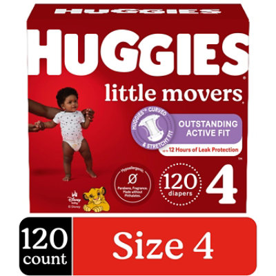 Huggies Little Movers Baby Diapers Size 4 (22-37 lbs) - 120 Count