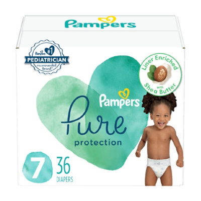 Pampers Pure Protection Diapers Size 7 - 36 Count - Image 1