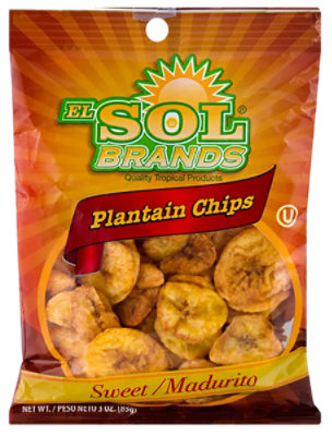 El Sol Brands Plantain Chips Sweet - 3 Oz. - Image 1