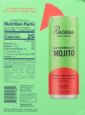 Recess Na Watermelon Mojito Sparkling In Cans - 4-12 Fl. Oz. - Image 6