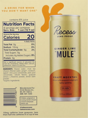 Recess Na Ginger Mule Sparkling In Cans - 4-12 Fl. Oz. - Image 6