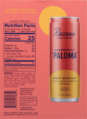 Recess Na Grapefruit Paloma Sparkling In Cans - 4-12 Fl. Oz. - Image 6