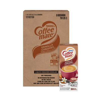 Coffee mate Liquid Coffee Creamer, Vanilla Caramel, 0.38 oz Mini Cups, 50/Box - Image 1