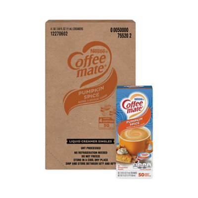 Coffee mate Liquid Coffee Creamer, Pumpkin Spice, 0.38 oz Mini Cups, 50/Box - Image 1