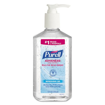 Purell Advanced Refreshing Gel Hand Sanitizer, 12 Oz Pump Bottle, Clean Scent - Image 1