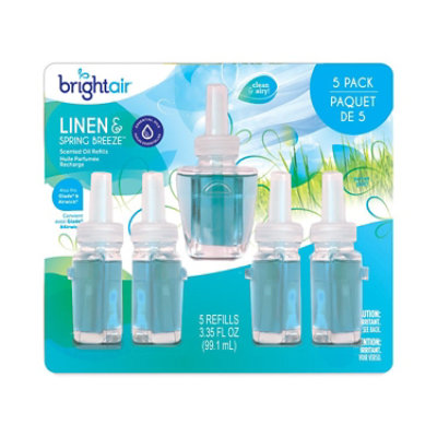 Bright Air Electric Scented Oil Air Freshener Refill, Linen And Spring Breeze, 0.67 Oz Bottle - 5 Count - Image 1