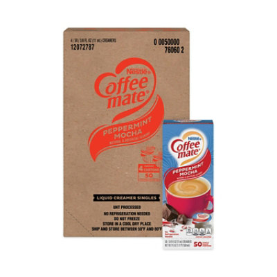 Coffee mate Liquid Coffee Creamer, Peppermint Mocha, 0.38 oz Mini Cups, 50/Box - Image 1