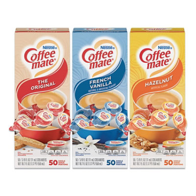 Coffee Mate Liquid Coffee Creamer, French Vanilla/Hazelnut/Original, 0.38 Oz Mini Cups - 150 Count - Image 1