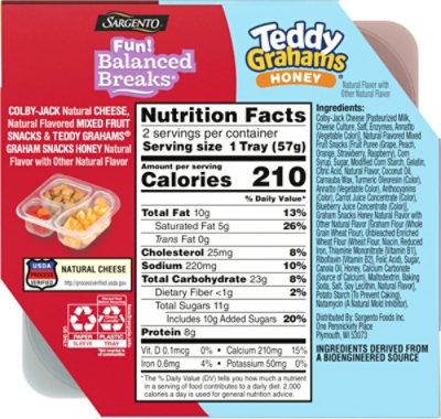 Sargento Fun! Balanced Breaks Colby-Jack Cheese Mixed Fruit Snacks TEDDY GRAHAMS - 2 Count - Image 6