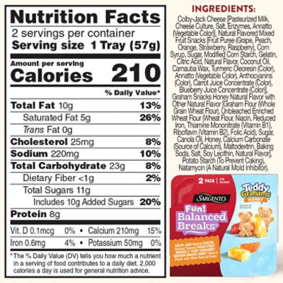 Sargento Fun! Balanced Breaks Colby-Jack Cheese Mixed Fruit Snacks TEDDY GRAHAMS - 2 Count - Image 4