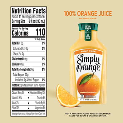 Simply Orange Pulp Free Juice Bottle - 89 Fl. Oz. - Image 4