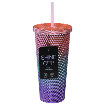 Neat Basics  22 Ounce Double Wall Electroplated Studded Tumbler With Straw Lavender 1 Count - Each - Image 3