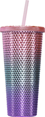 Neat Basics  22 Ounce Double Wall Electroplated Studded Tumbler With Straw Lavender 1 Count - Each - Image 4