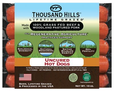 Thousand Hills Pork And Beef Hot Dog - 10 Oz - Image 1