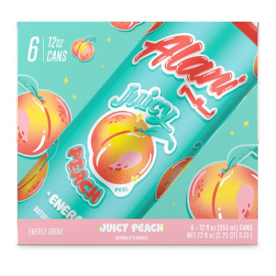 Alani Nu Juicy Peach Energy Drink - 6 - 12 Fl. Oz. - Image 1