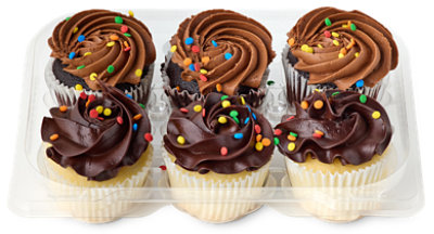 Fudge Iced Cupcakes Assorted 6 Count - Each - Image 1