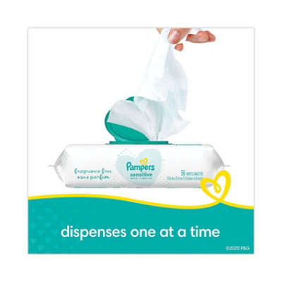 Pampers® Sensitive Baby Wipes, 1-Ply, 6.8 x 7, Unscented, White, 56/Pack - Image 1