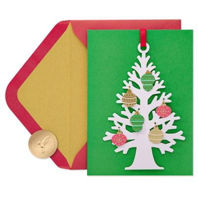 Papyrus 3D Christmas Tree With Ornaments Christmas Card - Each - Image 1
