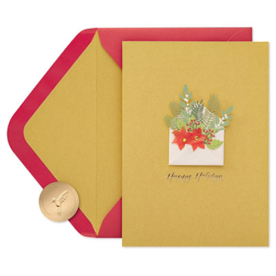 Papyrus Christmas Floral Happy Holidays Christmas Card - Each - Image 1