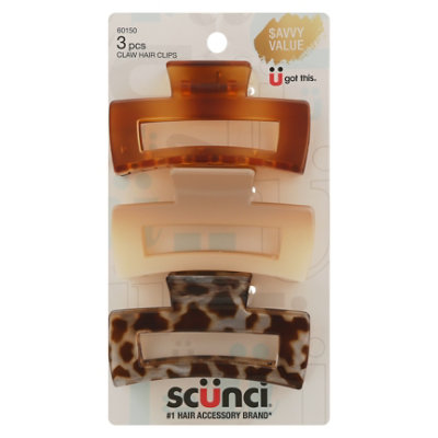 Scunci Open Cut Rectangular Claw Clips 3 Pack 8 Cm - Each - Image 3