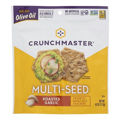 Crunchmaster Crackers Multi Seed Roasted Garlic - 4 oz (Pack of 12) - Image 1