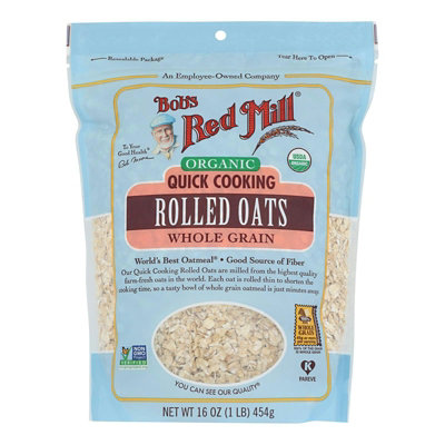 Bob's Red Mill Organic Quick Cooking Rolled Oats - Whole Grain - 4 Packs Total (16 oz Per Pack) - Image 1