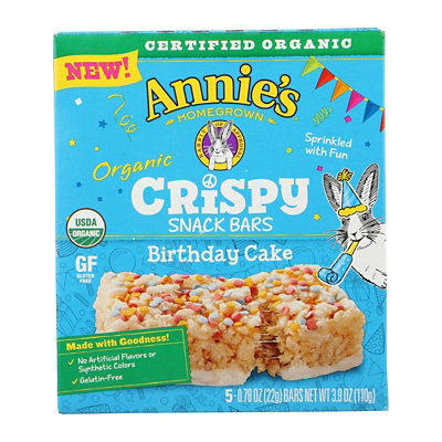 Annie's Homegrown - Crispy Snack Bars Birthday Cake 5Count 3.9 oz (Pack of 8) - Image 1