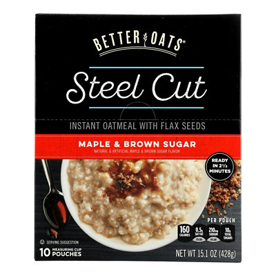 Better Oats Steel Cut Maple & Brown Sugar Instant Oatmeal With Flax Seeds  - 15.1 Oz (Pack of 6) - Image 1
