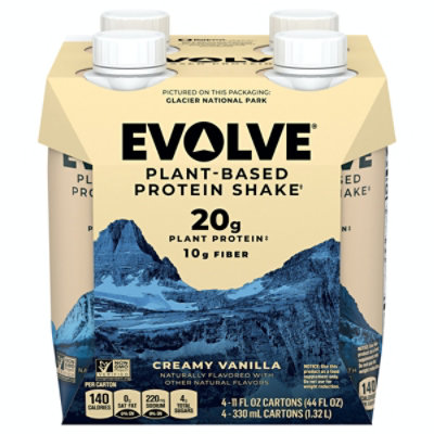 Evolve Plant Based Protein Shake Vanilla Flavored - 11 fl. oz., 4 per Pack (3 Packs Total) - Image 1