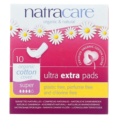 Natracare Ultra Extra Pads w/wings - Super - 10 Count - Image 1
